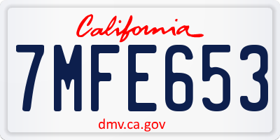 CA license plate 7MFE653
