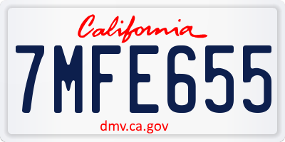 CA license plate 7MFE655
