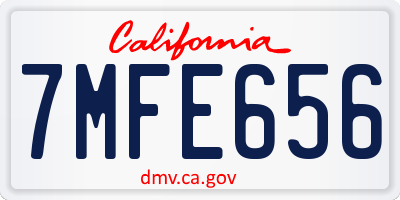 CA license plate 7MFE656