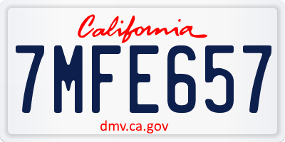 CA license plate 7MFE657