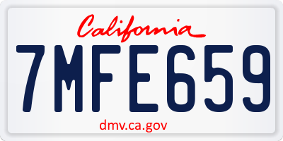 CA license plate 7MFE659