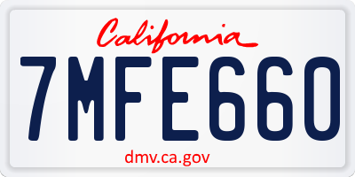 CA license plate 7MFE660