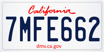 CA license plate 7MFE662