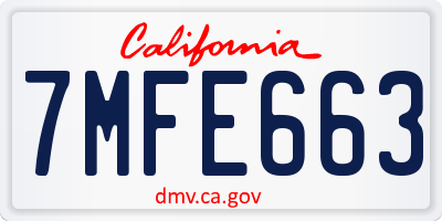 CA license plate 7MFE663