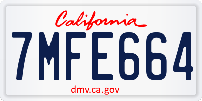 CA license plate 7MFE664
