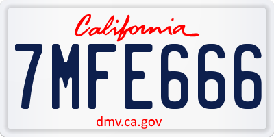 CA license plate 7MFE666