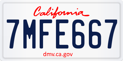 CA license plate 7MFE667