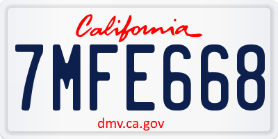CA license plate 7MFE668