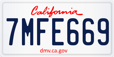 CA license plate 7MFE669