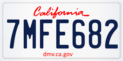 CA license plate 7MFE682