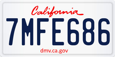 CA license plate 7MFE686