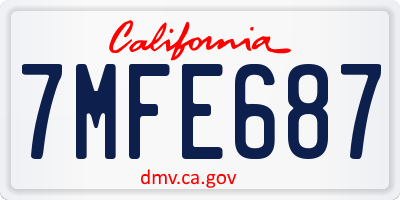 CA license plate 7MFE687