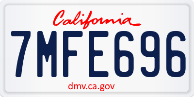 CA license plate 7MFE696