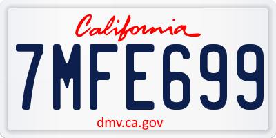 CA license plate 7MFE699