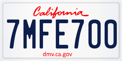 CA license plate 7MFE700