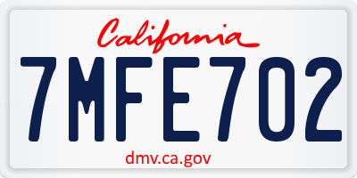CA license plate 7MFE702