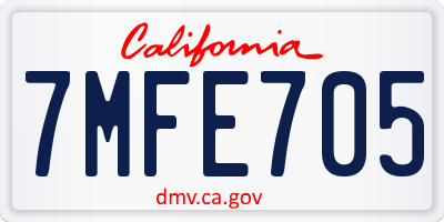 CA license plate 7MFE705
