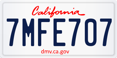 CA license plate 7MFE707