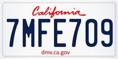 CA license plate 7MFE709