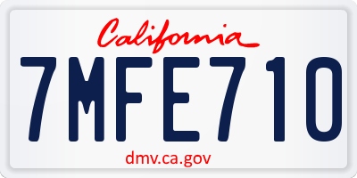 CA license plate 7MFE710
