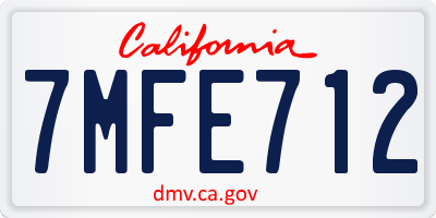 CA license plate 7MFE712