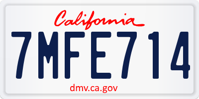 CA license plate 7MFE714