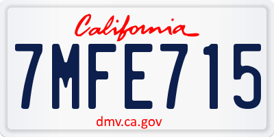 CA license plate 7MFE715