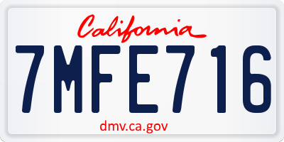 CA license plate 7MFE716