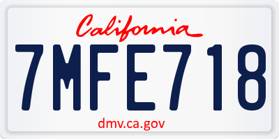 CA license plate 7MFE718