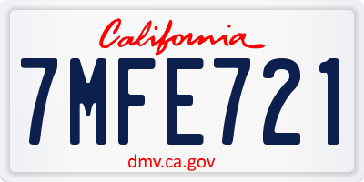CA license plate 7MFE721