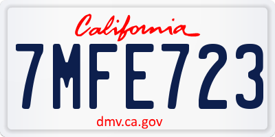 CA license plate 7MFE723