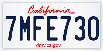 CA license plate 7MFE730