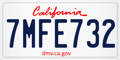 CA license plate 7MFE732