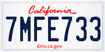 CA license plate 7MFE733