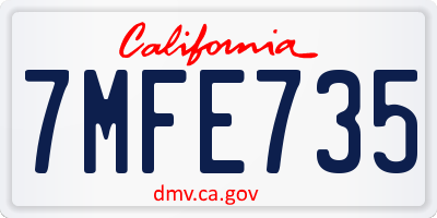 CA license plate 7MFE735