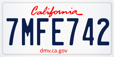 CA license plate 7MFE742