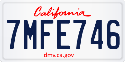 CA license plate 7MFE746
