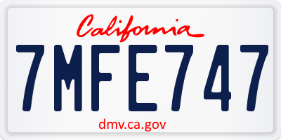 CA license plate 7MFE747