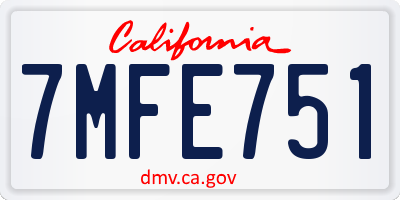 CA license plate 7MFE751