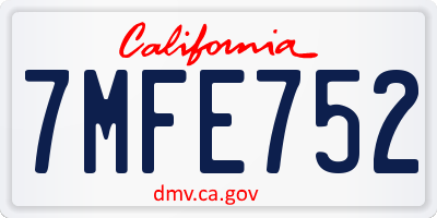 CA license plate 7MFE752