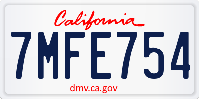 CA license plate 7MFE754