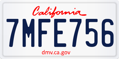 CA license plate 7MFE756