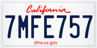CA license plate 7MFE757