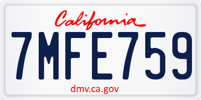 CA license plate 7MFE759