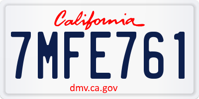 CA license plate 7MFE761