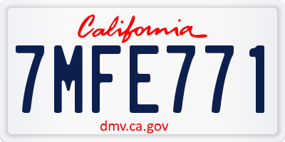 CA license plate 7MFE771