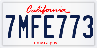 CA license plate 7MFE773
