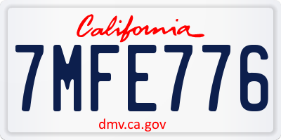 CA license plate 7MFE776