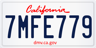 CA license plate 7MFE779