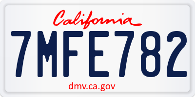 CA license plate 7MFE782